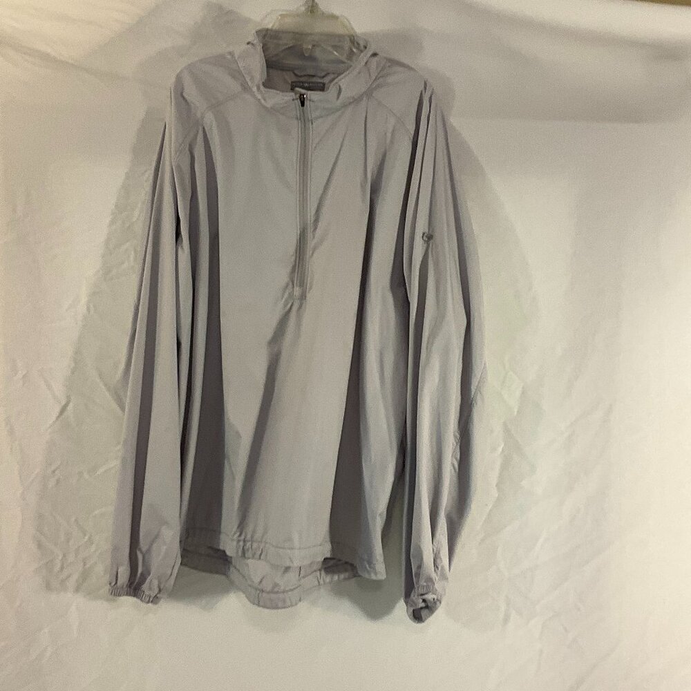 Peter Millar Gray Windbreaker, 1/4 Zip Men's XL Long Sleeved Pullover